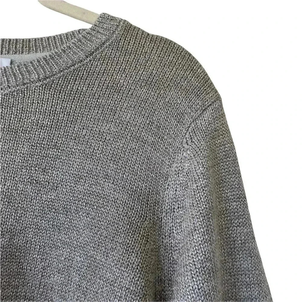 J. Jill Metallic Threads Crewneck Sweater Size Medium Long Sleeves Casual - Picture 3 of 9